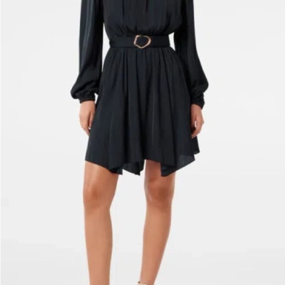 Ever new Melbourne Black Long-Sleeve Belted Asymmetric Hem Dress